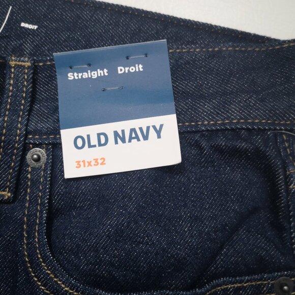 NWT Old Navy Men's Size 31/32 Dark Wash Straight Leg Blue Jeans - Picture 3 of 14